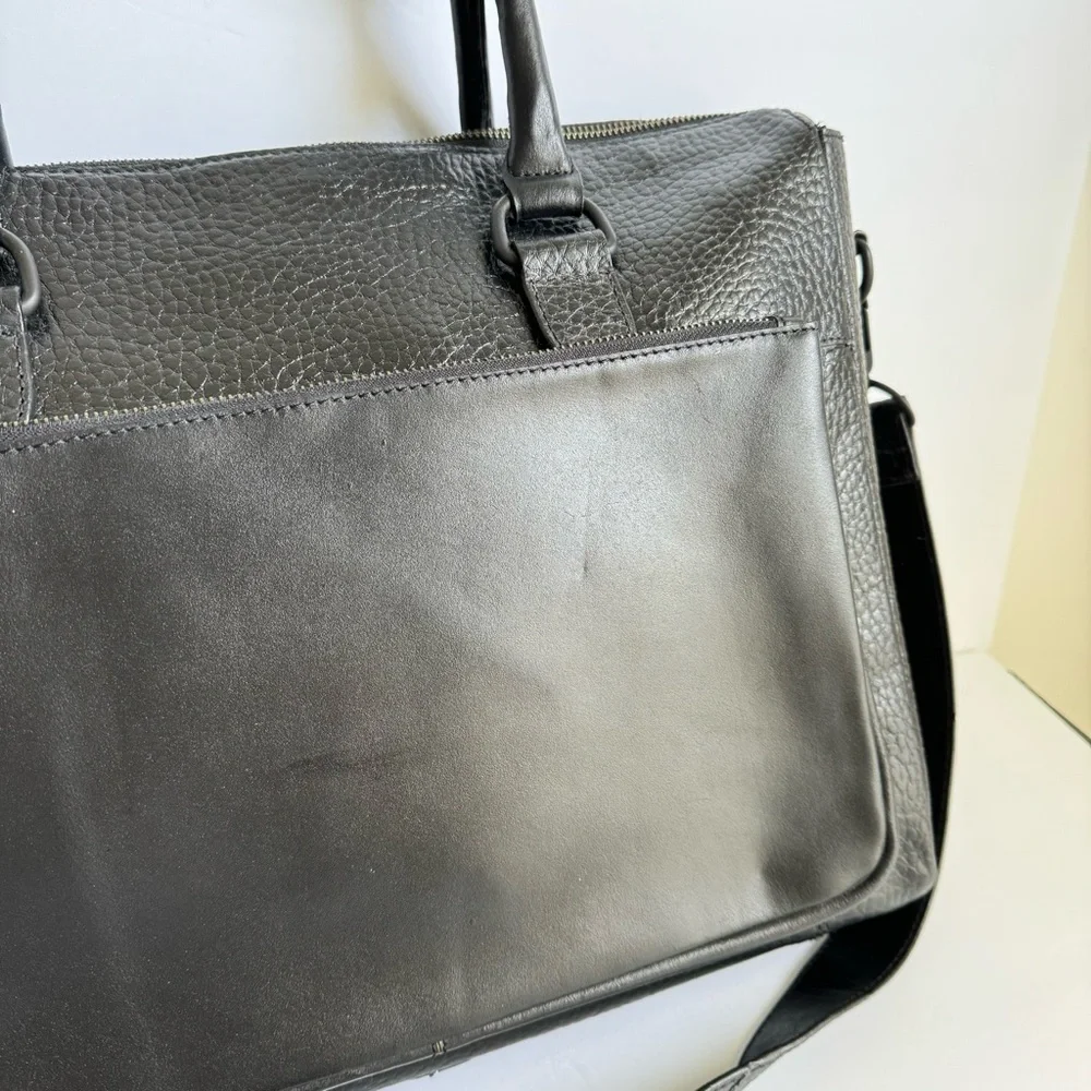 VelRossi Leather Laptop Bag Work Briefcase Black Vel Rossi Italy Italian Pebbled
